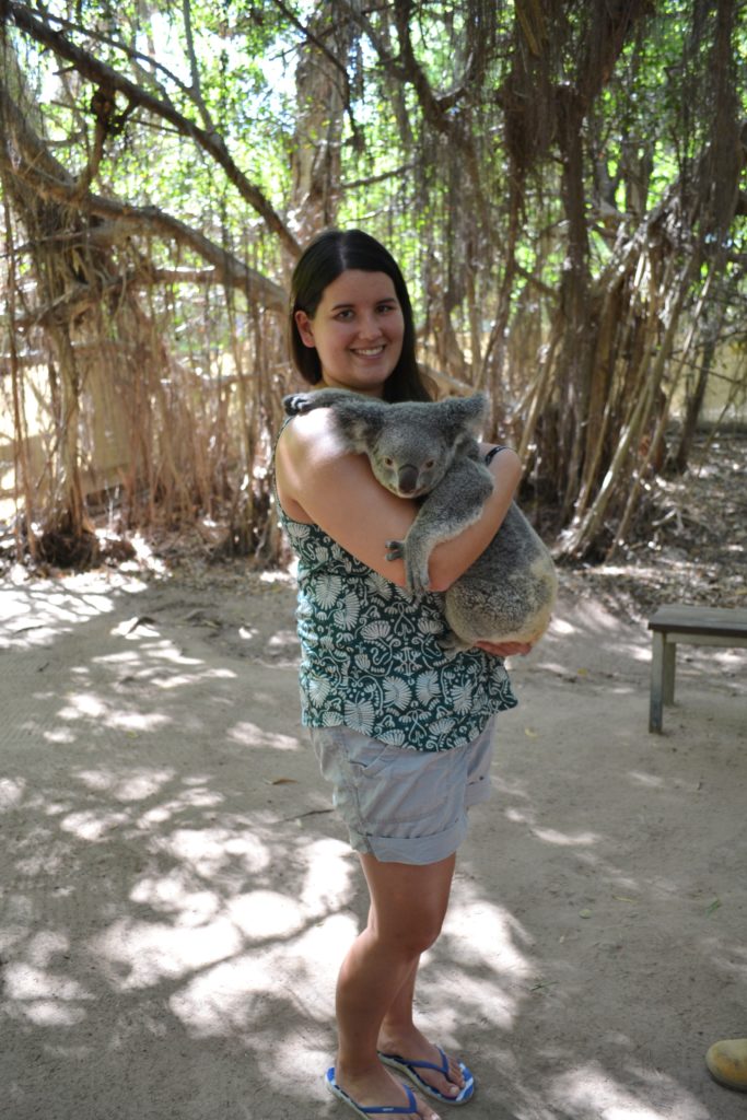Tanja Schmith mit einem Koala-Bären